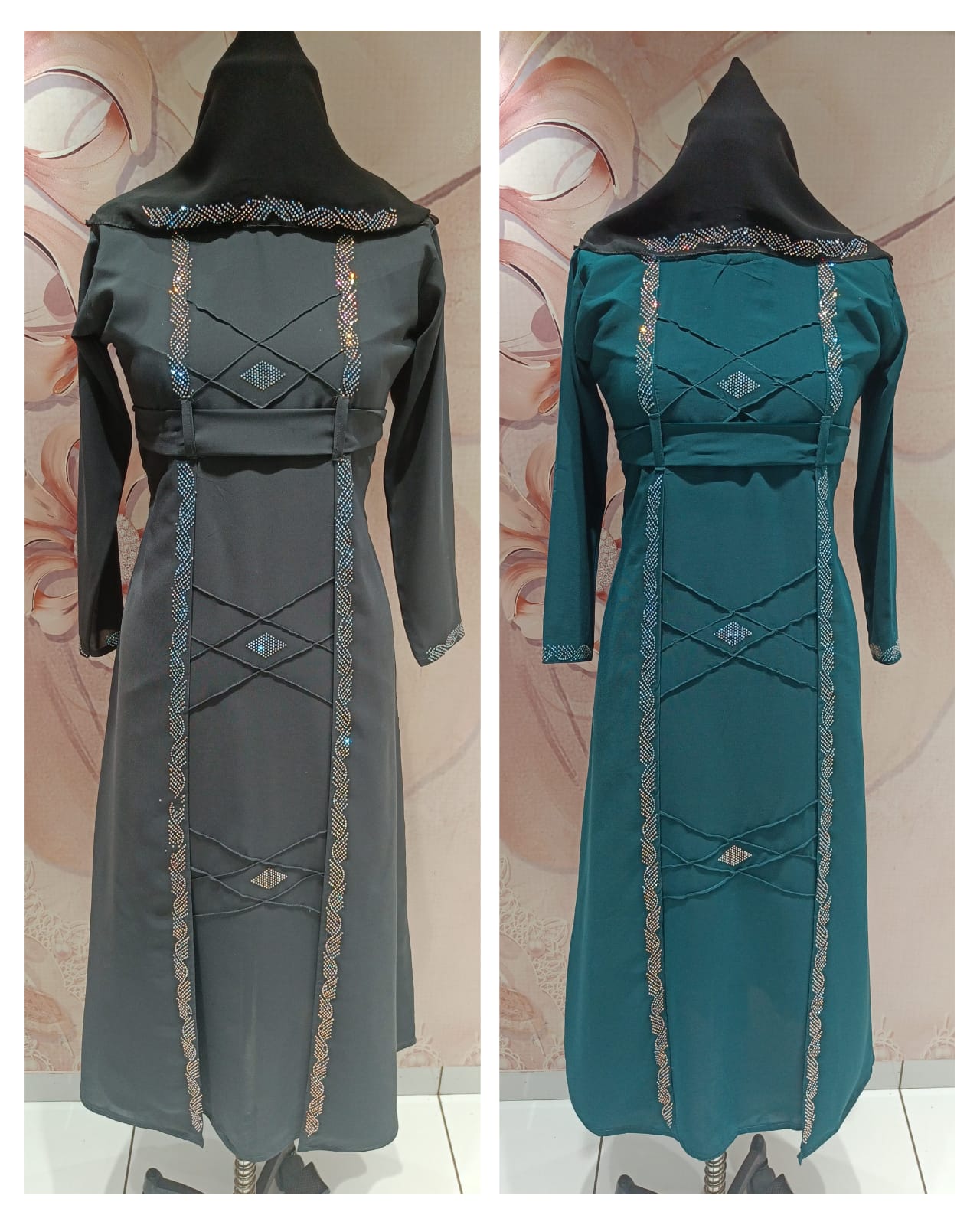 Firdos Ms Daimond Work Georgette Attached Koti Abaya Collection